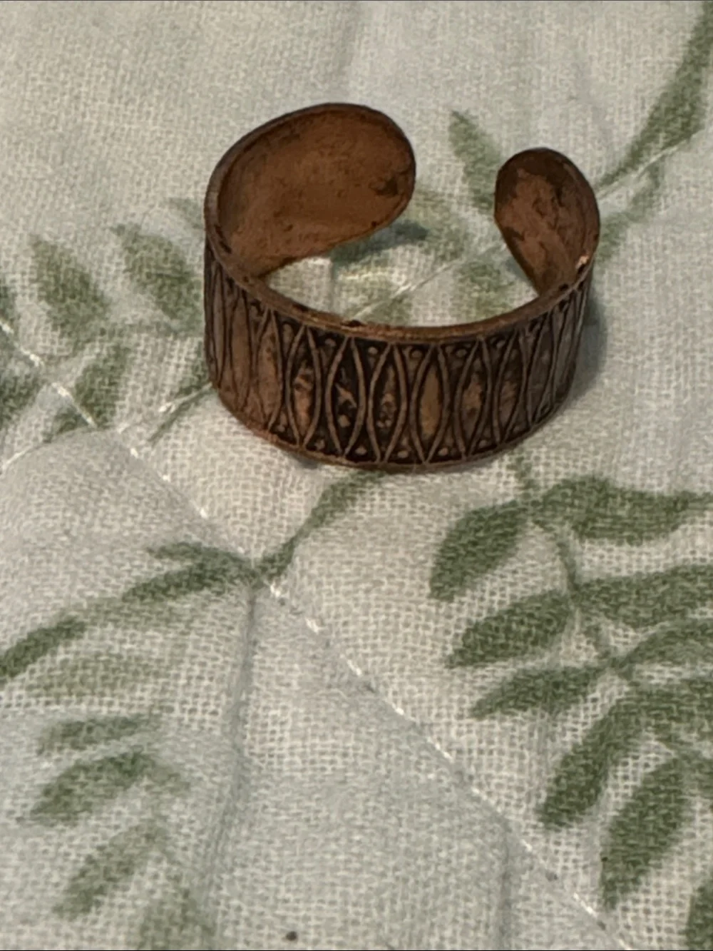 Vintage Copper Jaguar Abalone Cuff Bracelet and Real Copper Ring Adjustable